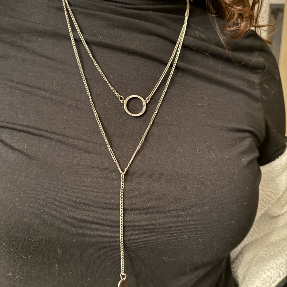 Costume Silver Layered Necklace - Picture 2 of 3